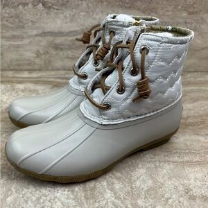 Sperry Womens Waterproof Wool Embossed Duck Boot Thinsulate Ivory Size 7.5